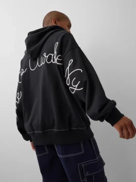 GAP × Awake NY tykk, oversized hettegenser med logo og glidelås