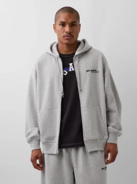 GAP × Awake NY tykk, oversized hettegenser med logo og glidelås