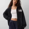 GAP × Awake NY tykk, oversized hettegenser med logo og glidelås