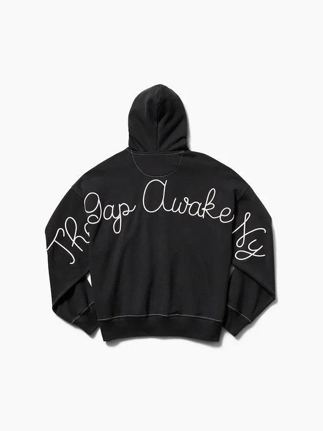 GAP × Awake NY tykk, oversized hettegenser med logo og glidelås
