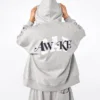 GAP × Awake NY tykk, oversized hettegenser med logo og glidelås