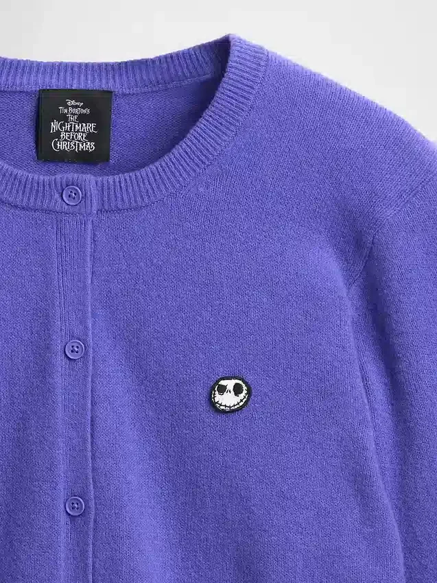 GAP × Disney Tim Burtons «The Nightmare Before Christmas» CashSoft-cardigan med hodeskalle