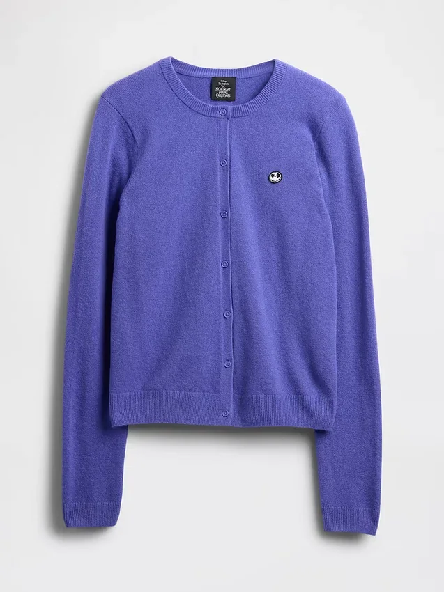GAP × Disney Tim Burtons «The Nightmare Before Christmas» CashSoft-cardigan med hodeskalle