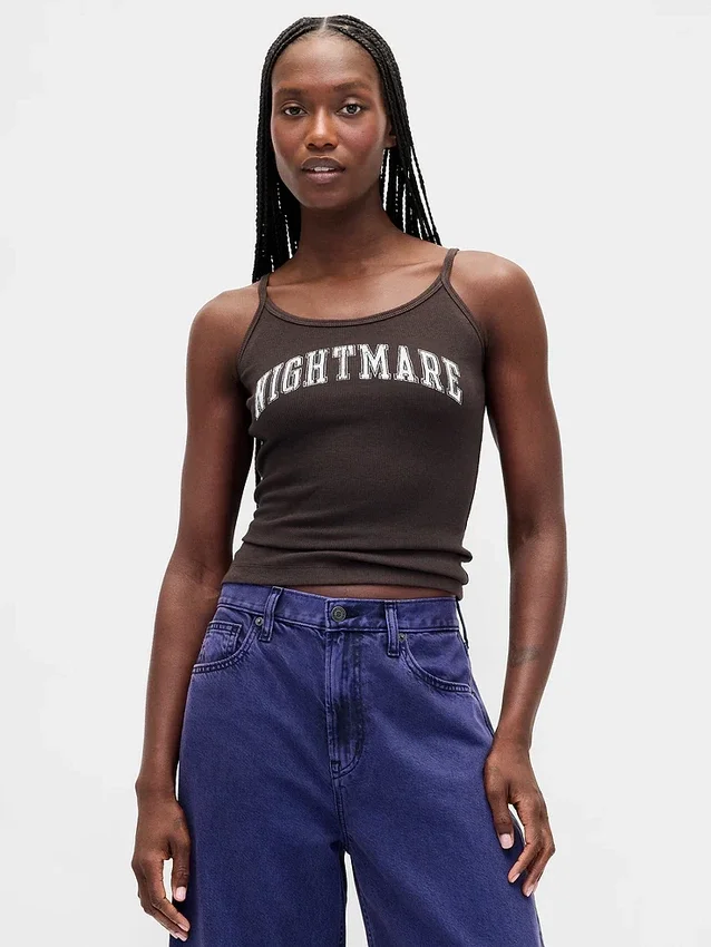Gap × Disney Tim Burtons «The Nightmare Before Christmas»-minitanktop med ribbestrikk