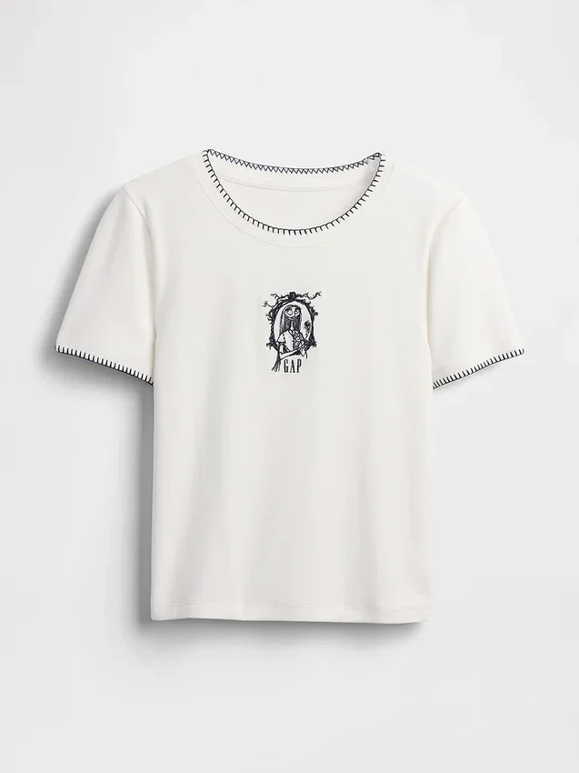 GAP × Disney Tim Burtons «The Nightmare Before Christmas» moderne, innsvingt T-skjorte