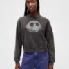 GAP × Disney Tim Burtons «The Nightmare Before Christmas» tykk sweatshirt med hodeskalle