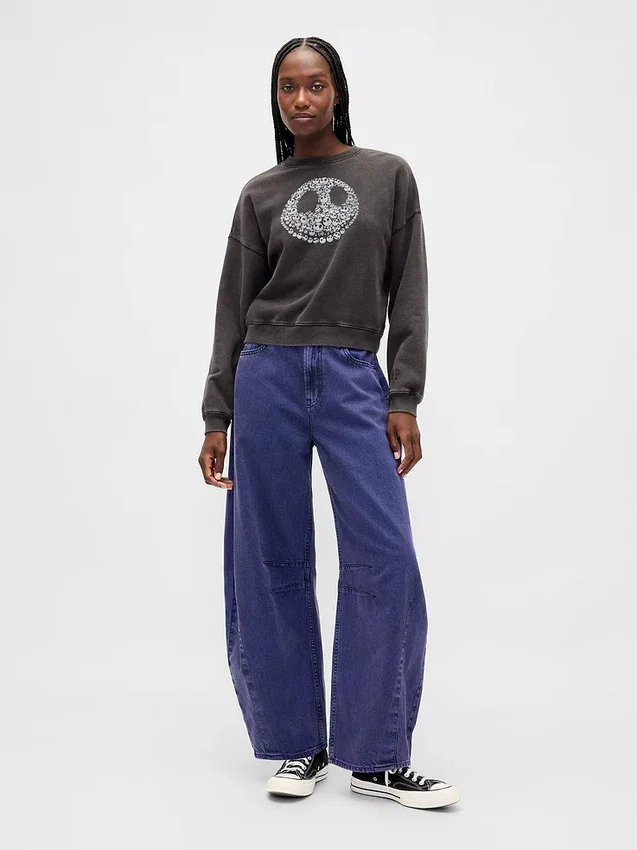 GAP × Disney Tim Burtons «The Nightmare Before Christmas» tykk sweatshirt med hodeskalle
