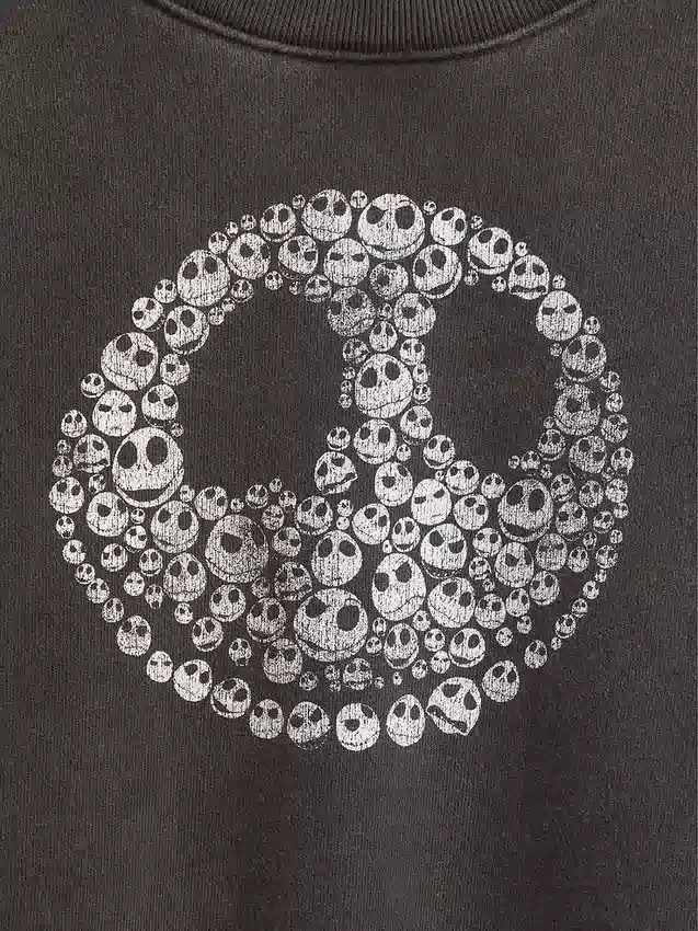 GAP × Disney Tim Burtons «The Nightmare Before Christmas» tykk sweatshirt med hodeskalle