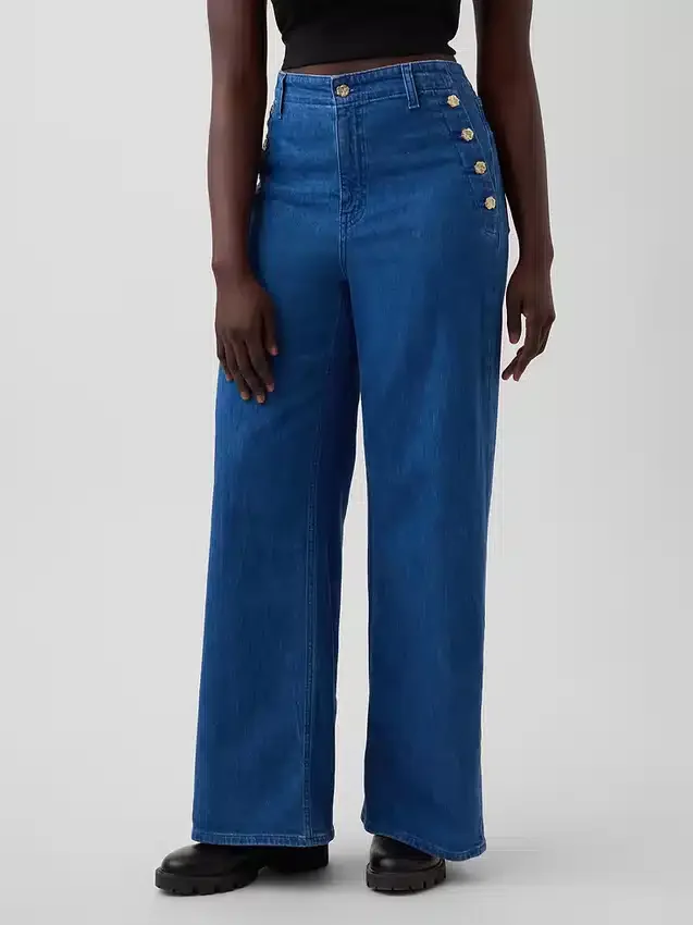 GAP × Hfr High Rise Pintuck Stride Wide-Leg Jeans fra Atelier Ndigo