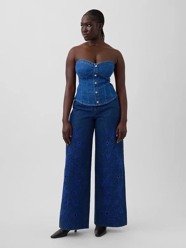 Gap × Hfr lavt sittende, ekstra baggy Jeans med blomstermønster fra Atelier Ndigo