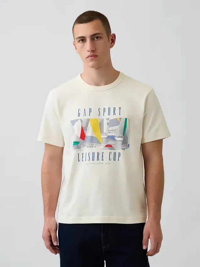 Gap Sport T-skjorte med grafisk trykk i tykk bomullsjersey
