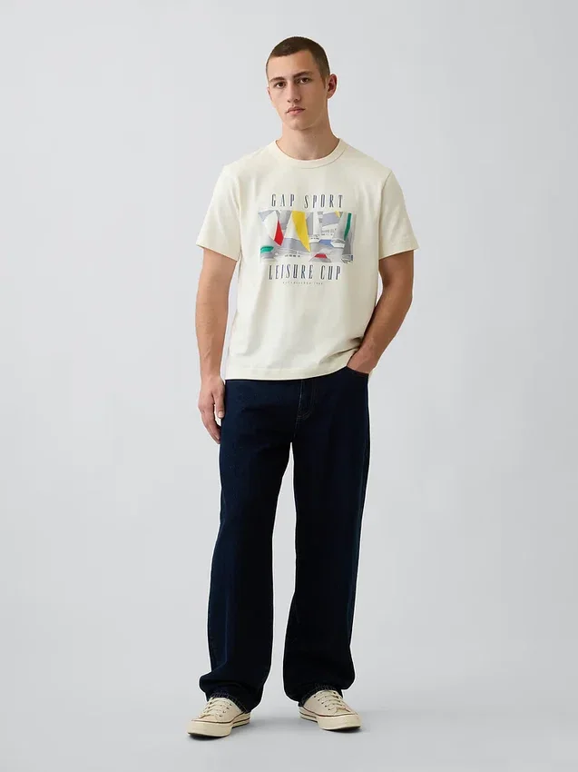 Gap Sport T-skjorte med grafisk trykk i tykk bomullsjersey