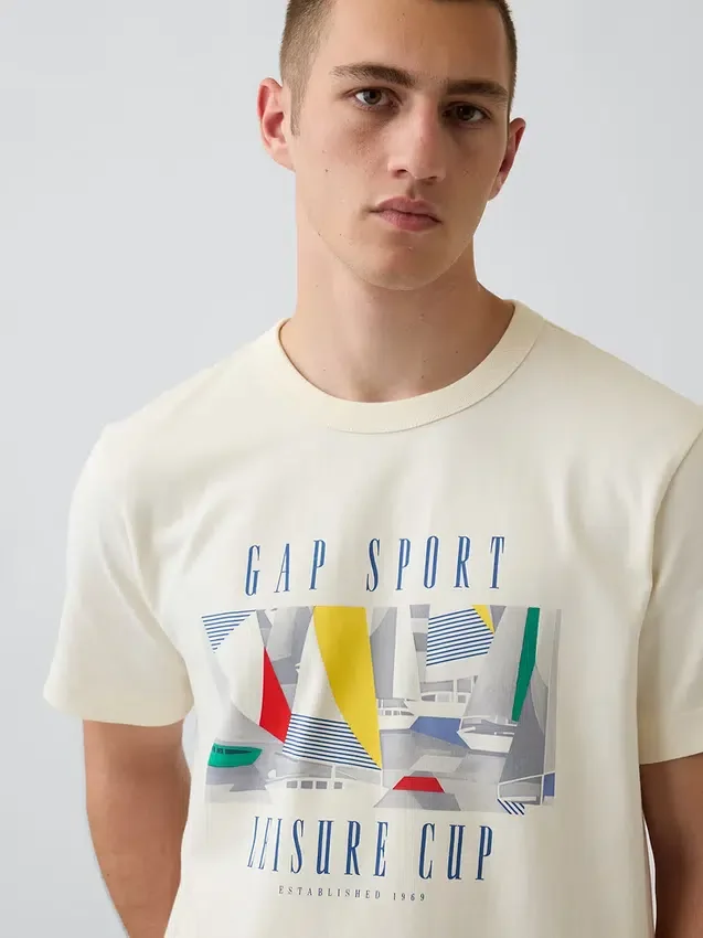 Gap Sport T-skjorte med grafisk trykk i tykk bomullsjersey