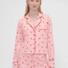 GAP × Summer Fridays avslappet pyjamaskjorte i flanell med hjerter