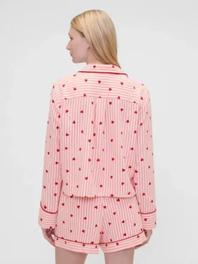 GAP × Summer Fridays avslappet pyjamaskjorte i flanell med hjerter