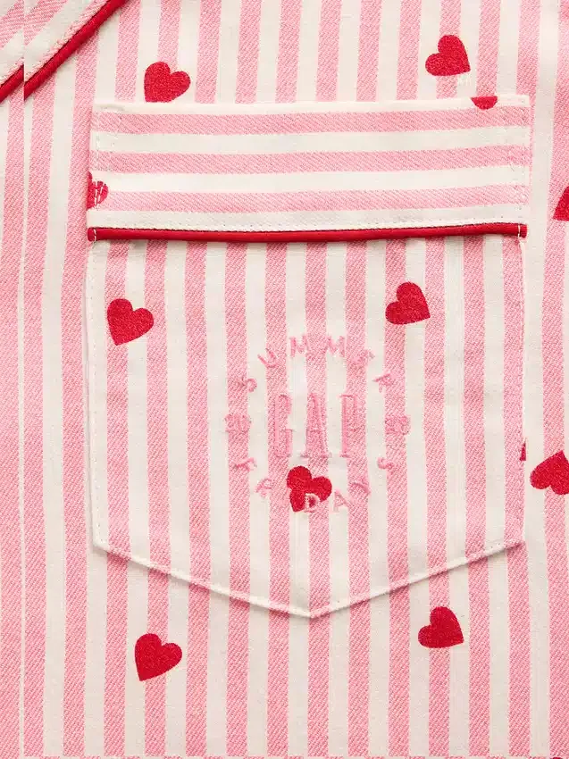 GAP × Summer Fridays avslappet pyjamaskjorte i flanell med hjerter