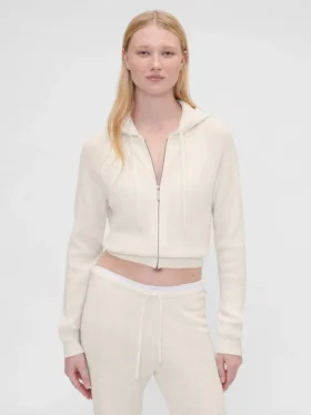 GAP × Summer Fridays CashSoft vaffelstrikket kort hettegenser