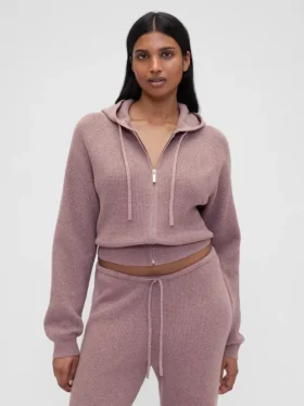 GAP × Summer Fridays CashSoft vaffelstrikket kort hettegenser