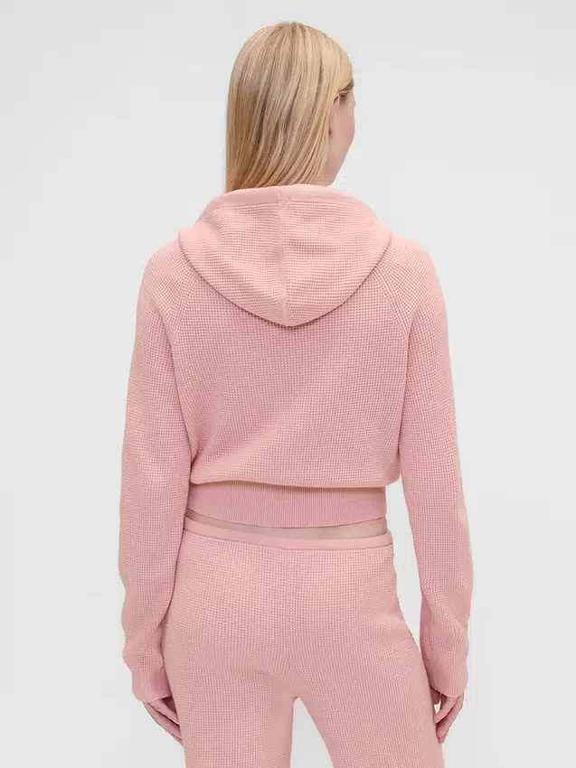 GAP × Summer Fridays CashSoft vaffelstrikket kort hettegenser