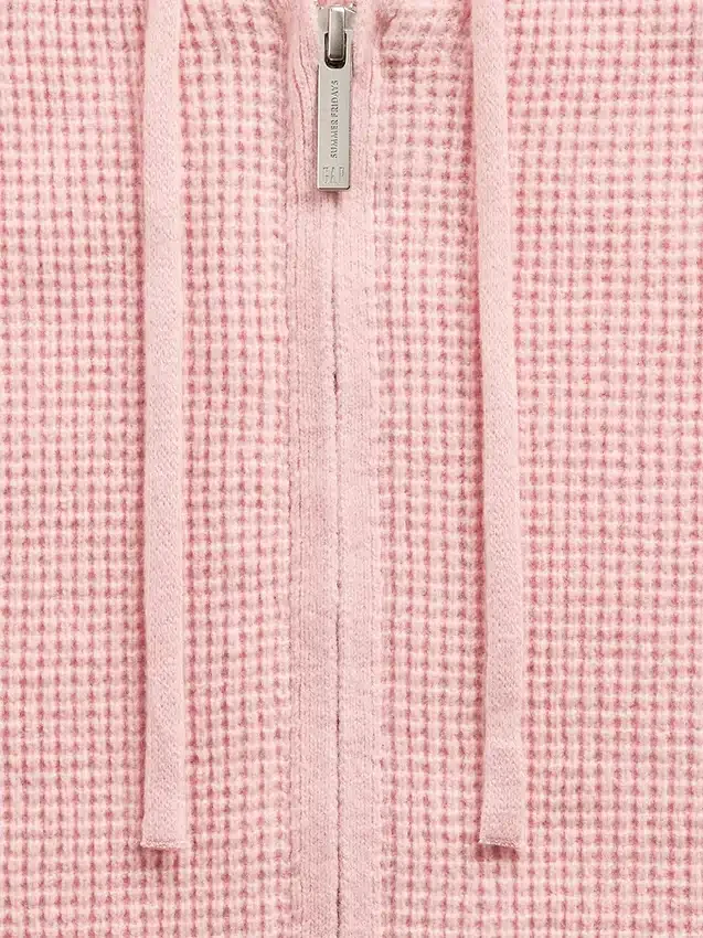 GAP × Summer Fridays CashSoft vaffelstrikket kort hettegenser