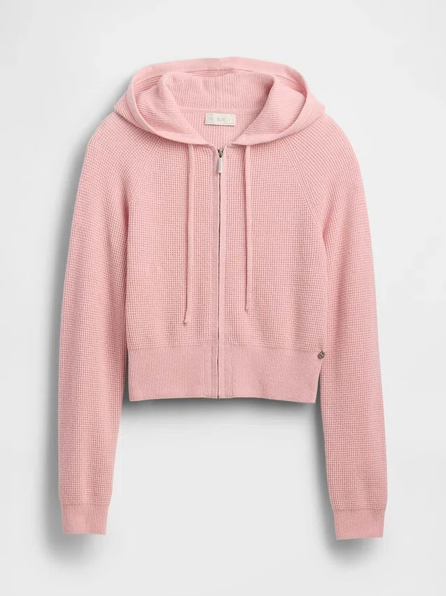 GAP × Summer Fridays CashSoft vaffelstrikket kort hettegenser