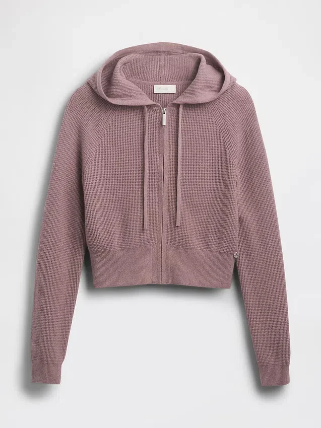 GAP × Summer Fridays CashSoft vaffelstrikket kort hettegenser