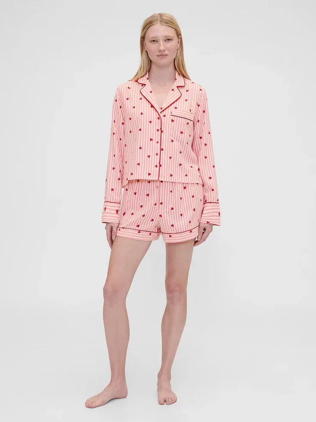 Gap × Summer Fridays Flannel Hearts Pj Shorts