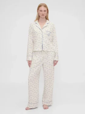 GAP × Summer Fridays Pyjamasbukser i avslappet flanell med prikkemønster