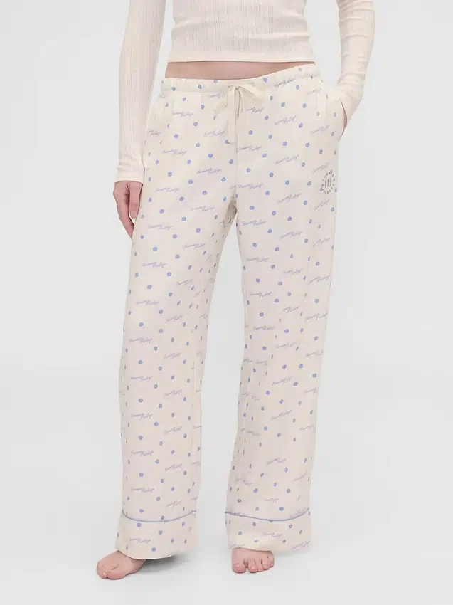 GAP × Summer Fridays Pyjamasbukser i avslappet flanell med prikkemønster