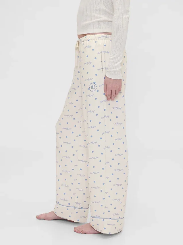 GAP × Summer Fridays Pyjamasbukser i avslappet flanell med prikkemønster