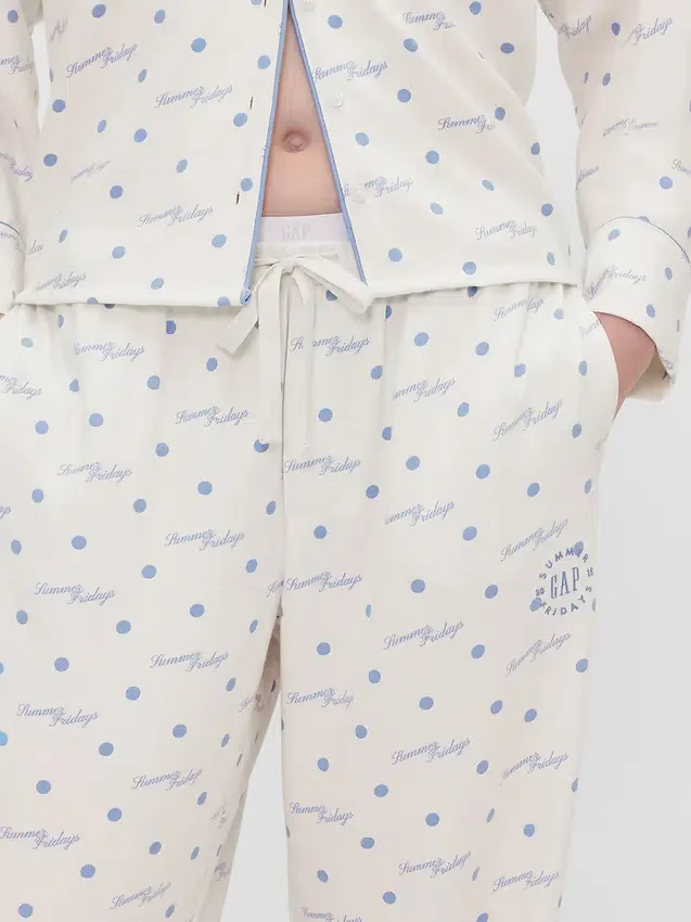 GAP × Summer Fridays Pyjamasbukser i avslappet flanell med prikkemønster
