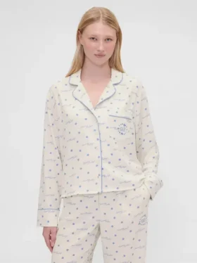 Gap × Summer Fridays Pyjamaskjorte i avslappet flanell med prikkemønster