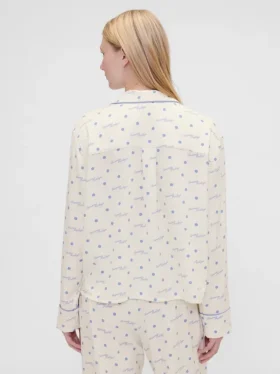 Gap × Summer Fridays Pyjamaskjorte i avslappet flanell med prikkemønster