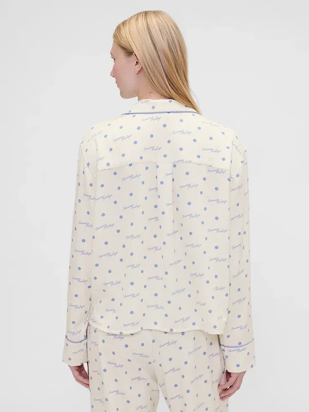 Gap × Summer Fridays Pyjamaskjorte i avslappet flanell med prikkemønster