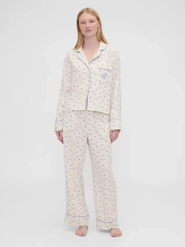 Gap × Summer Fridays Pyjamaskjorte i avslappet flanell med prikkemønster