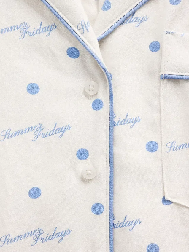 Gap × Summer Fridays Pyjamaskjorte i avslappet flanell med prikkemønster