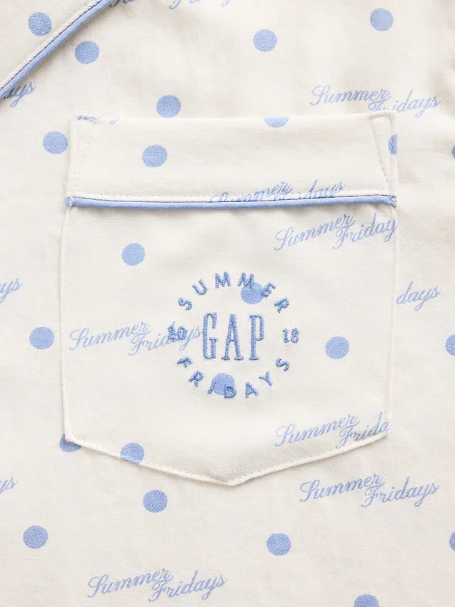 Gap × Summer Fridays Pyjamaskjorte i avslappet flanell med prikkemønster