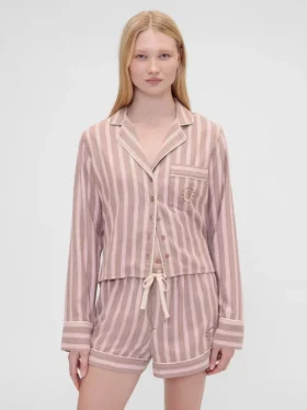 GAP × Summer Fridays pyjamaskjorte i avslappet flanell med striper