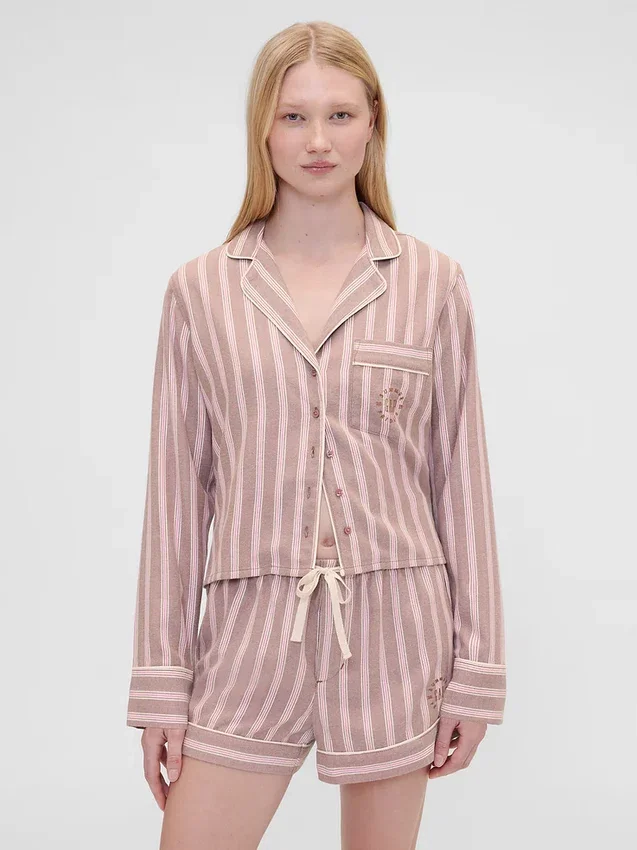 GAP × Summer Fridays pyjamaskjorte i avslappet flanell med striper