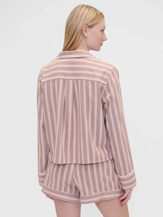 GAP × Summer Fridays pyjamaskjorte i avslappet flanell med striper