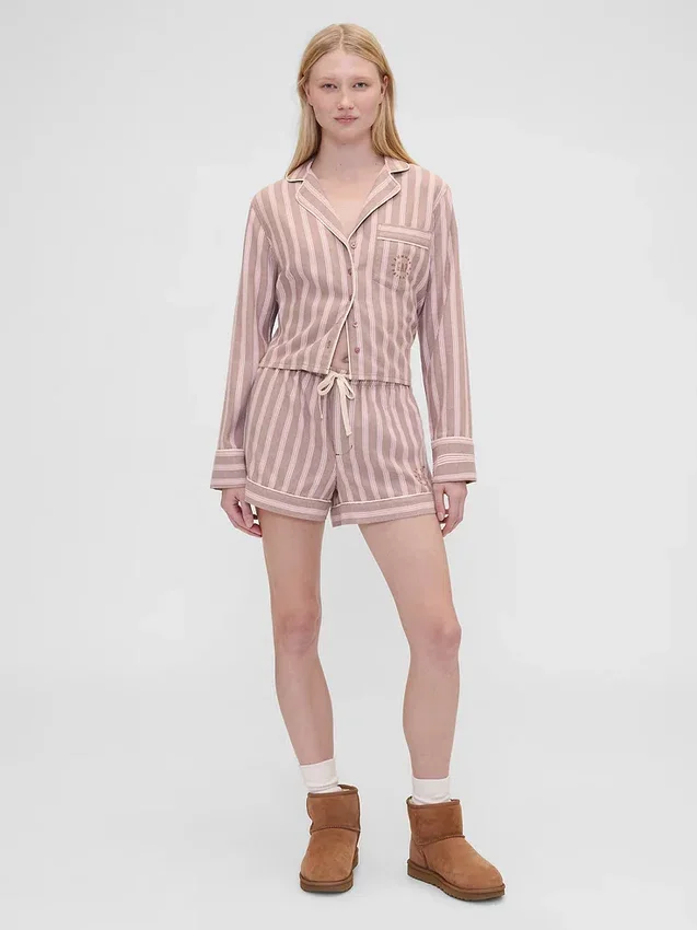 GAP × Summer Fridays pyjamaskjorte i avslappet flanell med striper