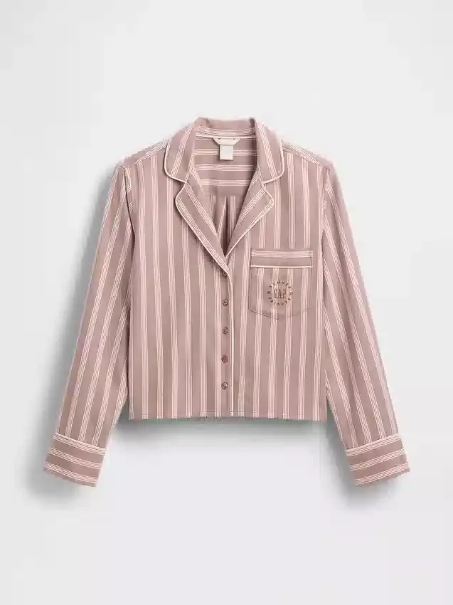 GAP × Summer Fridays pyjamaskjorte i avslappet flanell med striper