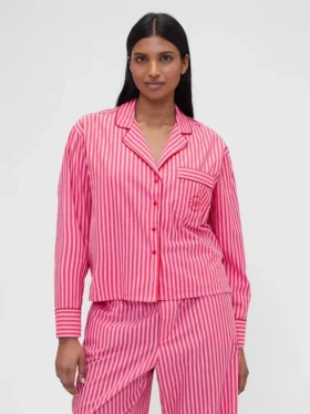 GAP × Summer Fridays Pyjamaskjorte i avslappet passform med striper i poplin