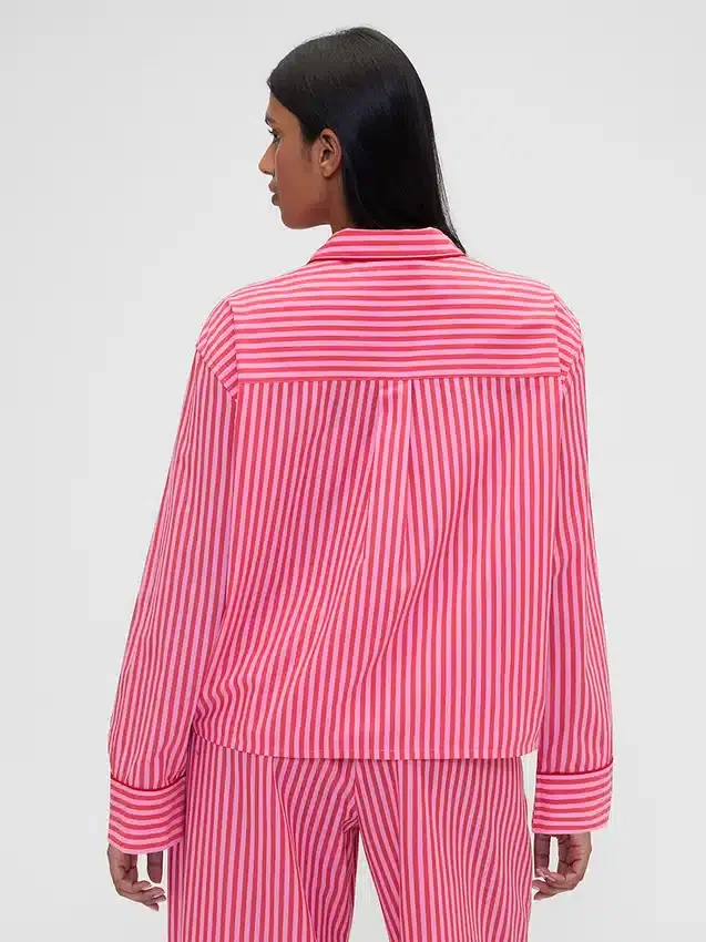 GAP × Summer Fridays Pyjamaskjorte i avslappet passform med striper i poplin