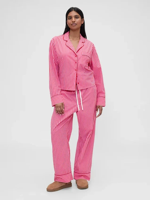 GAP × Summer Fridays Pyjamaskjorte i avslappet passform med striper i poplin