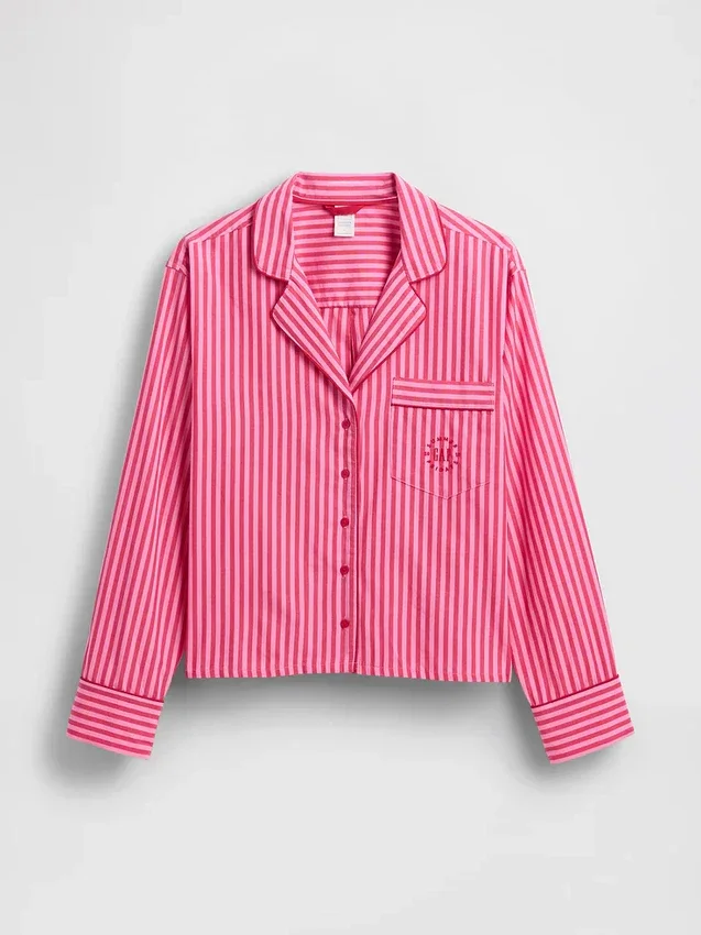 GAP × Summer Fridays Pyjamaskjorte i avslappet passform med striper i poplin