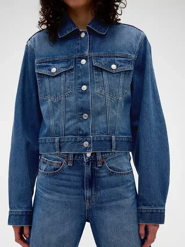 GAP × Victoria Beckham avslappet, kort denimjakke