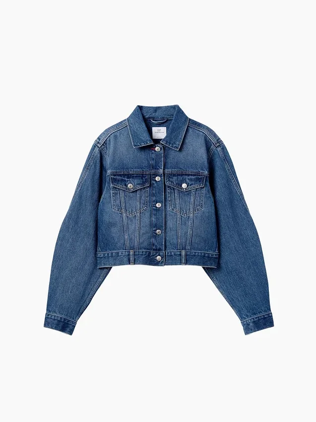 GAP × Victoria Beckham avslappet, kort denimjakke