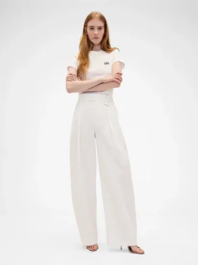 GAP × Victoria Beckham høyt sittende plisserte bukser med buet snitt