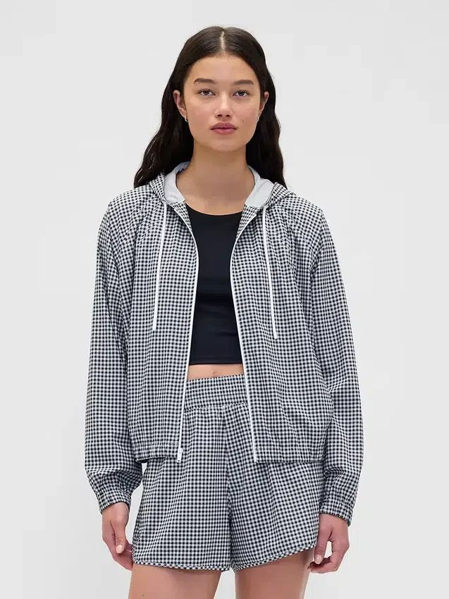 GapFit Tech Gingham-vindjakke